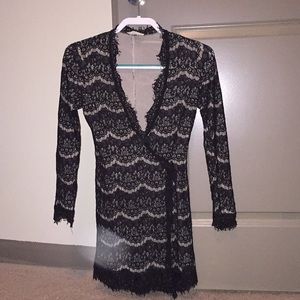 Long sleeve black lace dress